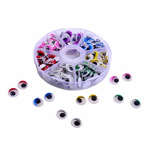 12mm Colors Wiggly Googly Eyes With Eyelash With Self-adhesive DIY Scrapbooking Crafts (12mm)