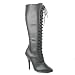 SEDUCE 5 Inch Lace Up Knee Boot, Side Zip Black Leather Pleaser