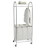 Household Essentials 7024 Rolling Laundry Center with 3 Canvas Bags