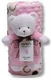 Carter's Baby Girls Super Soft Blanket with Plush Bear Gift Set