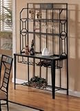 Metal Wine Rack with Beveled Glass Top in Espresso Finish