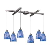 Arco-Baleno - 6 Light Kitchen Island Pendant Track Lighting Fixture - Brushed Nickel - Blue - B3491