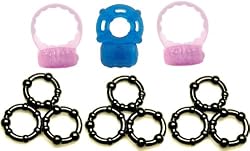 Stay Hard Cock Rings and Vibrating Cock Rings (Pack of 12)