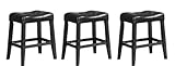 3 24" Saddle Back Black Bar Stools