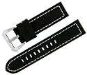 Italian Design Premium Watch Black 24mm Leather Replacement Straps