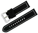 Italian Design Premium Watch Black 24mm Leather Replacement Straps