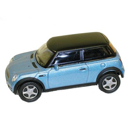 HO Die-Cast Mini Cooper, Blue w/Black Roof