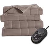 Sunbeam Quilted Fleece Heated Blanket, King, Mushroom