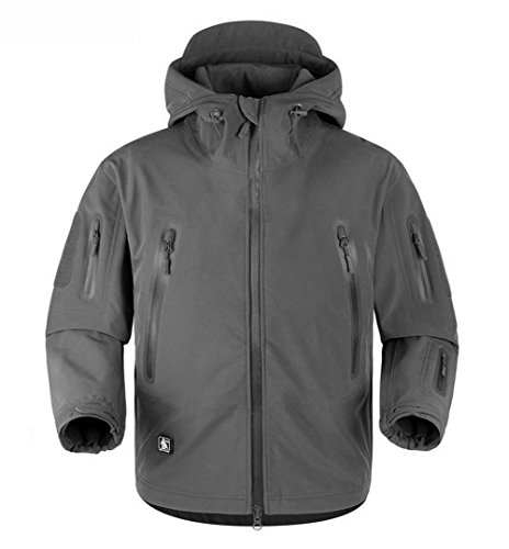 Reebow Gear Army Tactical Soft Shell Outdoor Waterproof Hooded Jacket Gray M