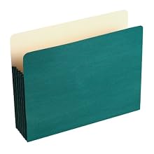 Wilson Jones Colorlife Recycled (50%) Expanding File Pockets, Letter Size, 5-1/4" Expansion, Green, 10/box, WCC66G