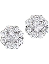 14K White Gold Diamond Clustaire Earrings