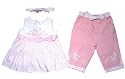 Baby Girl Dress with Trousers and Hair band Baby Clothing (Pink)