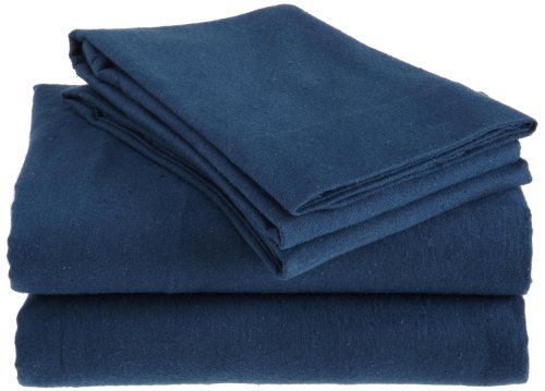 Heavy Weight Solid Flannel Queen Sheet Set, Blue Heavy Weight Solid Flannel Queen Sheet Set, Blue