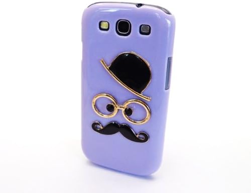 Chaplin 3D Mustache Glasses Hat Purple Hard Case Cover for Samsung Galaxy S3 i9300
