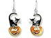 Black Cat On Pumpkin Enamel & Stering Halloween Earrings