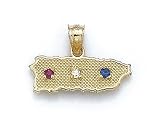 14k Puerto Rico Cubic Zirconia CZ Pendant