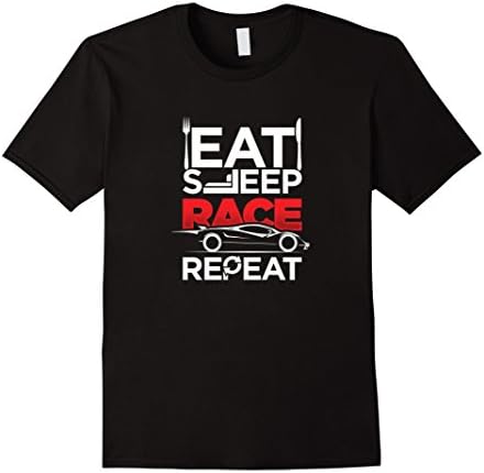 Men's Eat Sleep Race Repeat Tshirt Large Black