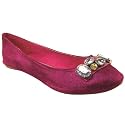 Womens Flat Ballerina Pumps Front Gem Feature