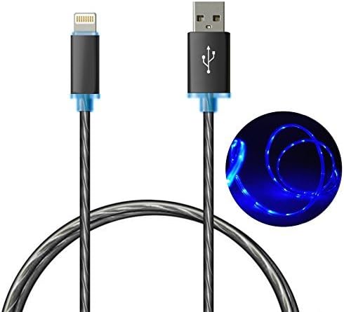 Lightning Cable, 1Pack Changing LED Light Visible in the Dark Light-up USB Data Sync Charger Cable Charging Cord for iPhone 6S/6S+/6/6+/ 5/5S/5C etc with Newest IOS (Black)
