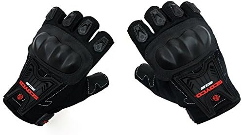 Fodsport Non-Slip Half Finger Motorcycle Cycling Racing Riding Protective Gloves Climbing Gloves Skating Gloves Fingerless Outdoor Sports Gloves Medium Black