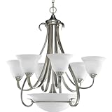 Progress Lighting P4417-09 6-Light Two-Tier Torino Chandelier, Brushed Nickel