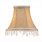 Shades - Chandelier Clip On Lamp Shade - Tan Suede with Clear Beads - B5511
