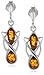 Sterling Silver Honey Amber Celtic Earrings