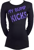 Spoilt Rotten - My Bump Kicks! - Long Sleeve Maternity Top Funny T Shirt BLACK, Small, S