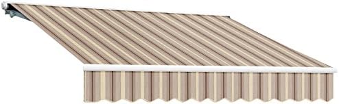 Awntech 8-Feet Galveston Semi-Cassette Manual Retractable Awning, 84-Inch Projection, Gray/Cream Multi