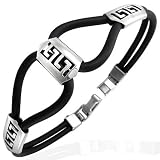 New Black Rubber Bracelet with Stainless Steel Design, Length 20cms.