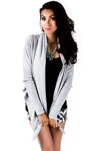 Adjustable Lapelle Cropped Cardigan in Heather Grey