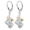Stylish Clear Swarovski Crystal Cluster Sterling Silver Lever back 1" Long Dangle Earrings