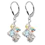 Stylish Clear Swarovski Crystal Cluster Sterling Silver Lever back 1" Long Dangle Earrings