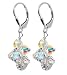 Stylish Clear Swarovski Crystal Cluster Sterling Silver Leverback 1" Long Dangle Earrings