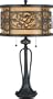 Quoizel Q704TK Aubrey 2-Light 28-1/2-Inch Table Lamp with Mottled Amber Parchment with Laser Cut metal Panels Shade, Mystic Black