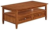 Simpli Home Warm Shaker Coffee Table, 48"W x 18"H, Honey Brown