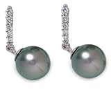 Black Tahitian Pearl Earrings w/ Diamond (.14ctw)