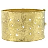 18k Yellow 40.5mm Hammered 1.04ct Diamond Bangle - 7 Inch
