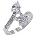 Jewelry : Sterling Silver Pear Cut Cz With Star Wrap Promise Cluster Right Hand Ring
