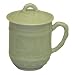 Celadon covered coffee / tea mugs - asian bamboo design, set of 2