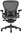 Aeron Chair by Herman Miller - Home Office Desk Task Chair Fully Loaded Highly Adjustable Large Size (C) - PostureFit Lumbar Back Support Cushion Graphite Frame Classic Carbon Pellicle