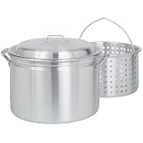 Bayou Classic 4024 24-Quart All Purpose Aluminum Stockpot with Steam and Boil Basket
