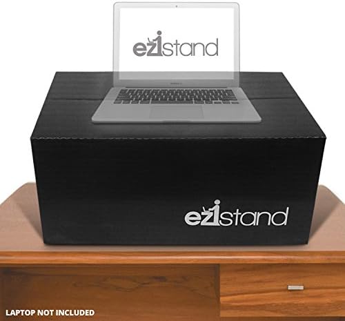 Standing Desk Work Station for your PC, Laptop, Monitor, KeyBoard and Mouse -Foldable, Portable, Affordable, Light Weight Industrial Grade Cardboard, (Medium, Black - for Height 5'1'' to 5'7'')