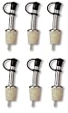 Chrome Plated Bottle Pourer with Cap and Natural Cork - Set of 6