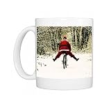 SG-20264-M-C Father Christmas - on a bicycle - freewheeling Photo Mugs