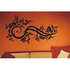 WANDTATTOO ROSE ORNAMENT PFLANZE RANKE WANDAUFKLEBER WANDSTICKER WALLPRINT (Gr��e 58 x 110 cm) Nr.108