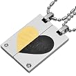 Endless Love Stainless Steel Black and Gold Heart Cubic Zirconia Pendant Necklace Couples Set 18"/20-24"