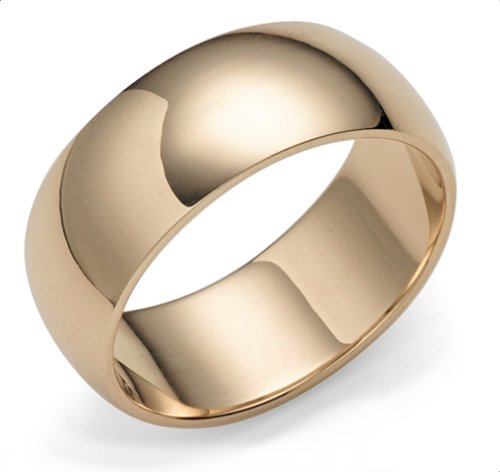 14k Yellow Gold 8mm Plain Half Round Band