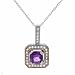 Necklace With 0.70ctw Precious Stones - Genuine Amethyst and Clean Diamonds Beautifully Crafted in 14K White Gold Length 18in