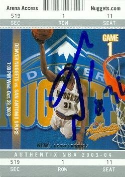 Nene Autographed/Hand Signed Basketball Card (Denver Nuggets) 2003 Fleer Flair Arena Access #35